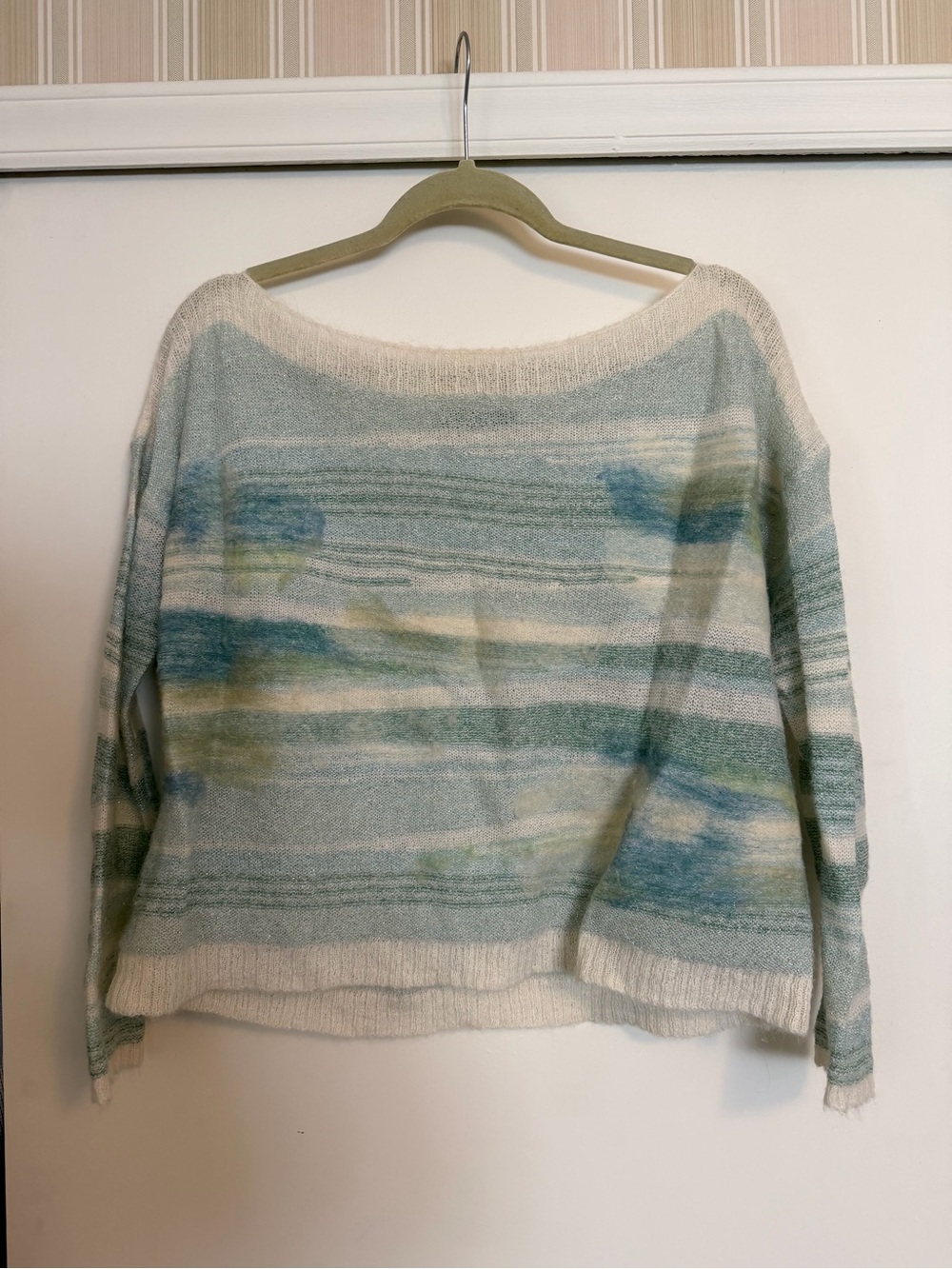 Monet Inspired Light Blue & Cream Women's Sweater